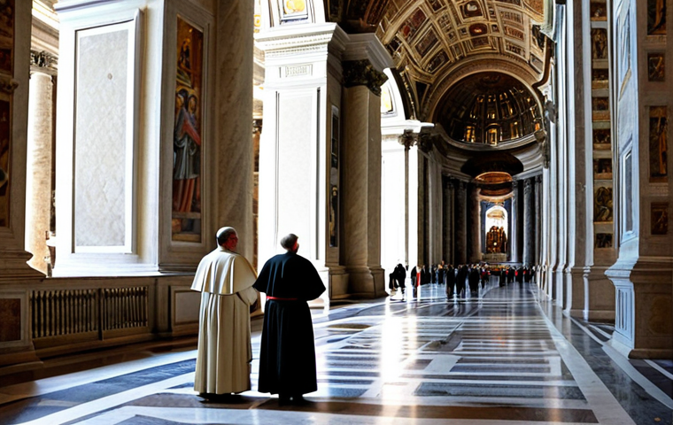 **Prompt:** "Interior of the St. Peter's Basilica in Vatican City, showcasing its grand architecture and Renaissance art, worshippers in modest attire, bathed in soft light, perfect anatomy, correct proportions, safe for work, appropriate content, fully clothed, professional photography, high quality."
