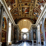 바티칸 시국과 도미니크 수도회 - "Majestic interior of the Vatican Museum, showcasing the Sistine Chapel ceiling with Michelangelo's ...