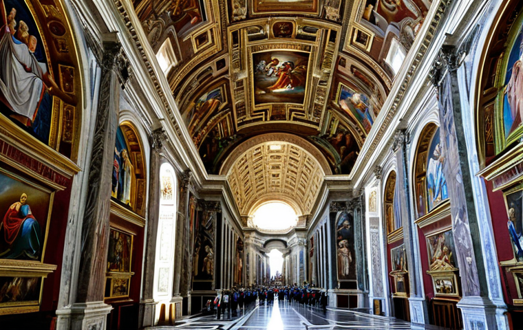 바티칸 시국과 도미니크 수도회 - "Majestic interior of the Vatican Museum, showcasing the Sistine Chapel ceiling with Michelangelo's ...