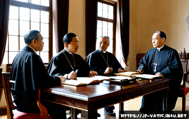 바티칸 시국 건국 과정 - Photorealistic 1920s diplomatic negotiation in an elegant Roman government chamber, two groups of fo...